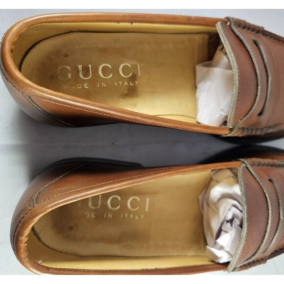 Gucci Men's Leather Flats Brown Loafers Size 8.5D Made In Italy - Picture 8 of 15